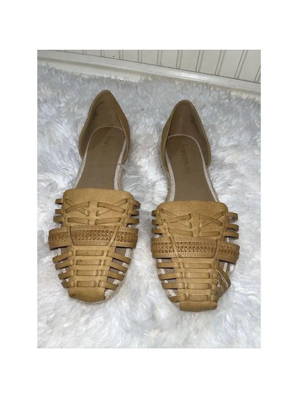 FRANCESCA'S Tan Huarache Summer Espadrille Flats size 10 new
